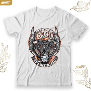 Kaos Rebel pride เสื้อยืดลําลอง แขนสั้น พิมพ์ลาย Harley free to run live to ride BAJU DISTRO สําหรับขี่จักรยาน