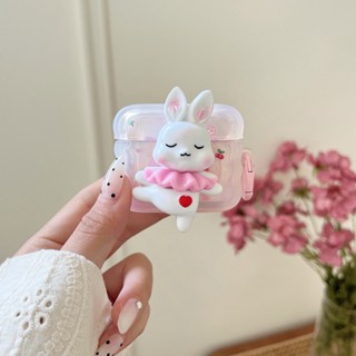 เคสหูฟัง ลายกระต่ายน่ารัก สําหรับ airpods pro gen 2 1 2 3 pro case cover พร้อมคาราบิเนอร์