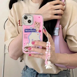 เคสโทรศัพท์มือถือ พร้อมสายโซ่คล้อง สีชมพู สําหรับ iPhone 11 12 12pro 12promax 13 13pro max 14 14pro 14promax