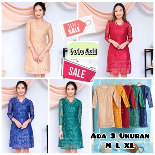 Dress Wanita Casual Dress Brukat (FOTO ASLI) Baju Kondangan Gaya Korea Gaun Pesta Brokat Midi Acara Natal Tahun Baru Imlek Lebaran Nikahan Kawinan Simple Elegant Mewah Murah Gadis Remaja Dewasa Anak Tanggung Terlaris Kekinian Viral CABY A