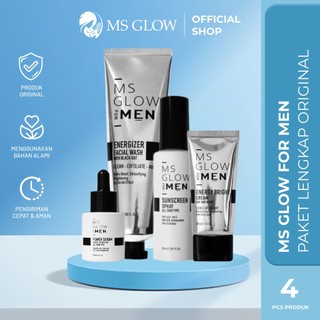 MS Glow Men Paket Lengkap 4 in 1 Original Skincare Pria Mencerahkan Wajah Menghilangkan Jerawat