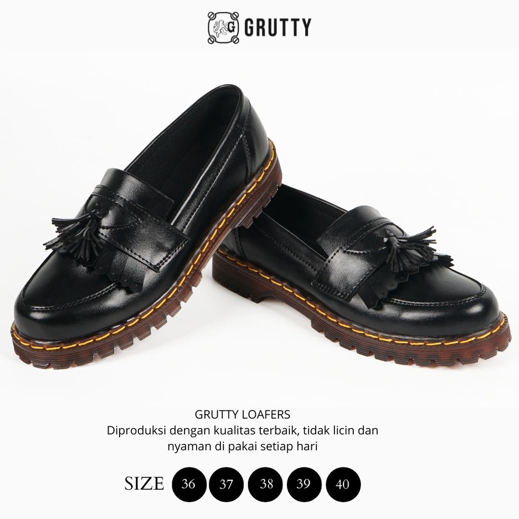 Hitam Women 's LOAFERS LOAFERS ลําลอง GRUTTY LOAFERS 02 สีดํา