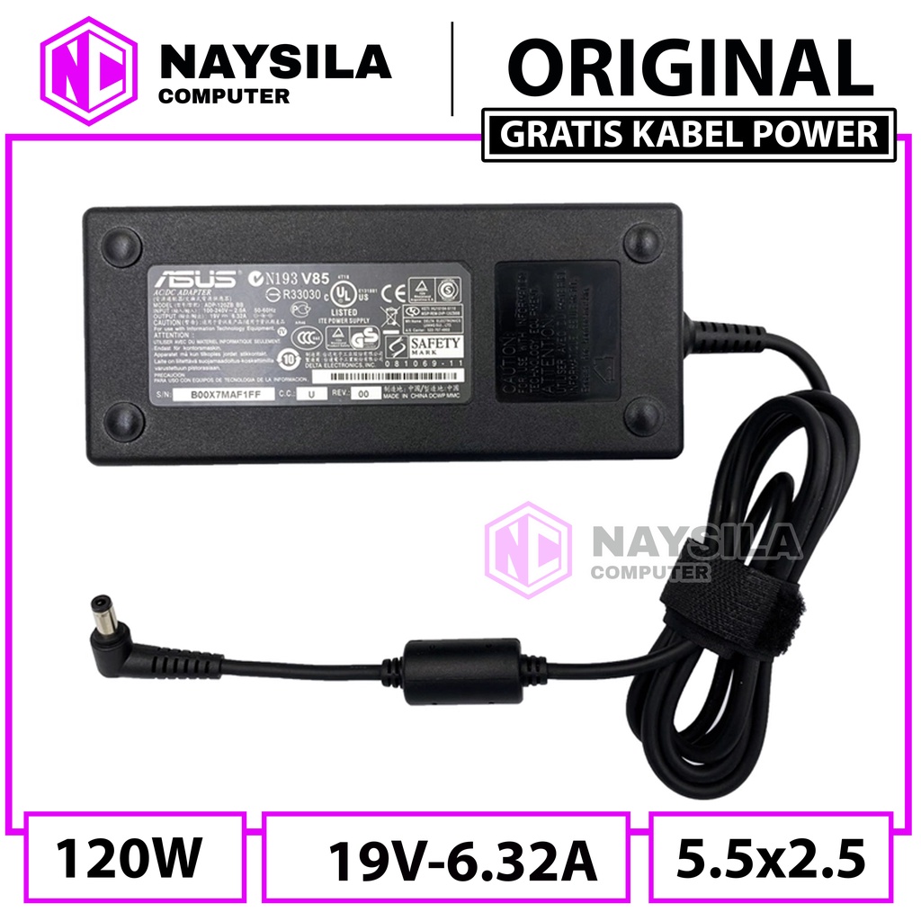 Asus VivoBook Pro 15 M580VD, 15 N580VD 19V 6.32A 120W 5.5*2.5 Slim Original PRC Charger Adapter (ADP