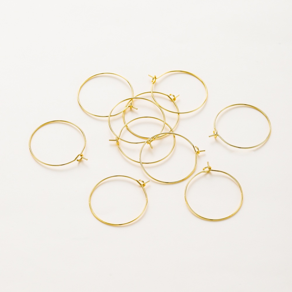 ต่างหูทองคำแท้ 18K 10 ชิ้น 15-40มม. รักษาสีดี ไม่หมอง สำหรับ DIY เครื่องประดับ-งานฝีมือ