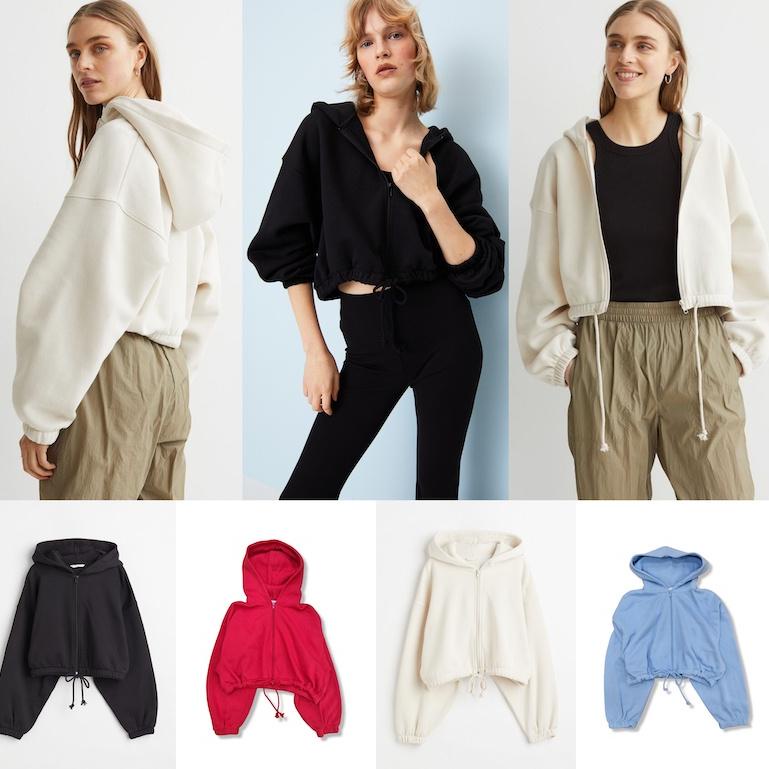 MOST DEMANDED HM Drawstring Zipper Hoodie - Crop Sweater - เสื้อแจ็คเก็ตซิป - 382