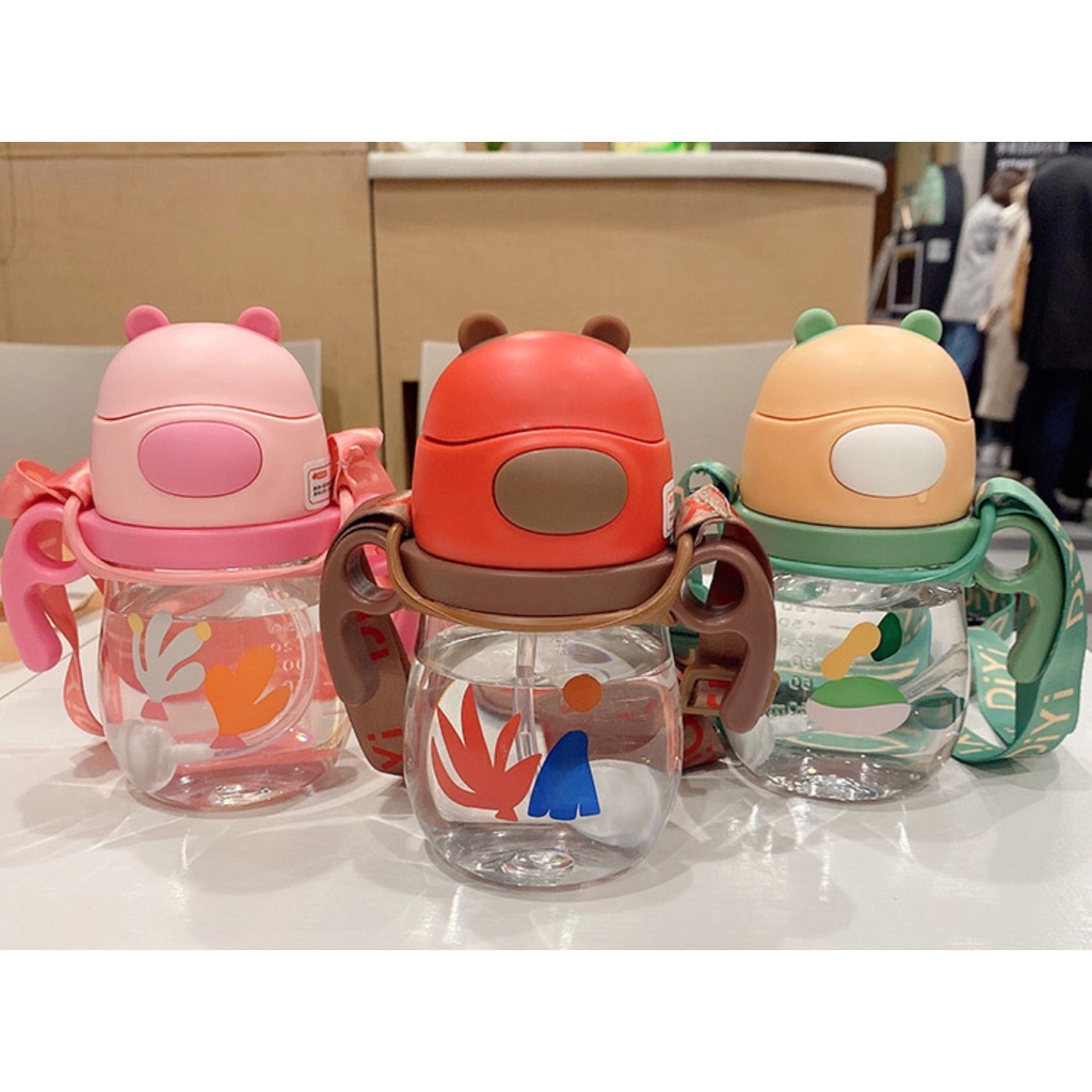 [TULALA Shop]children& 39;s STRAW Bottle/Bear Model Bottle 270ML-350ML Children& 39;s Drinking Bottl