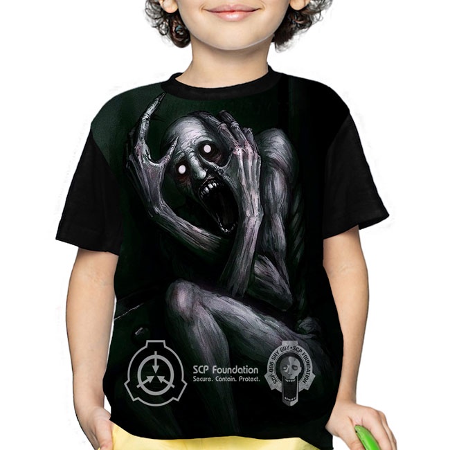 เสื้อ SCP สําหรับเสื้อยืดเกมเด็กผู้ชาย Scp Foundation 096 3D V1