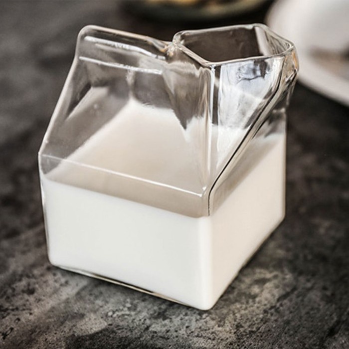 UNIQUE GLASS MILK BOX SHAPE MILK BOX CARTON STYLE GLASS UNIQUE