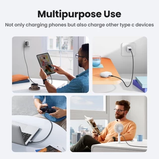 Ugreen 3A Type C สายชาร์จโทรศัพท์ ไนล่อน ชาร์จเร็ว 3A QC3.0 USB Type C ที่ชาร์จ สําหรับ Xiaomi Realme Samsung