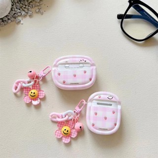 เคสหูฟัง tpu แบบนิ่ม ลายทาง สีชมพู สําหรับ airpods 1 2 pro 3