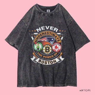 เสื้อยืด โอเวอร์ไซซ์ สไตล์วินเทจ Never Boston