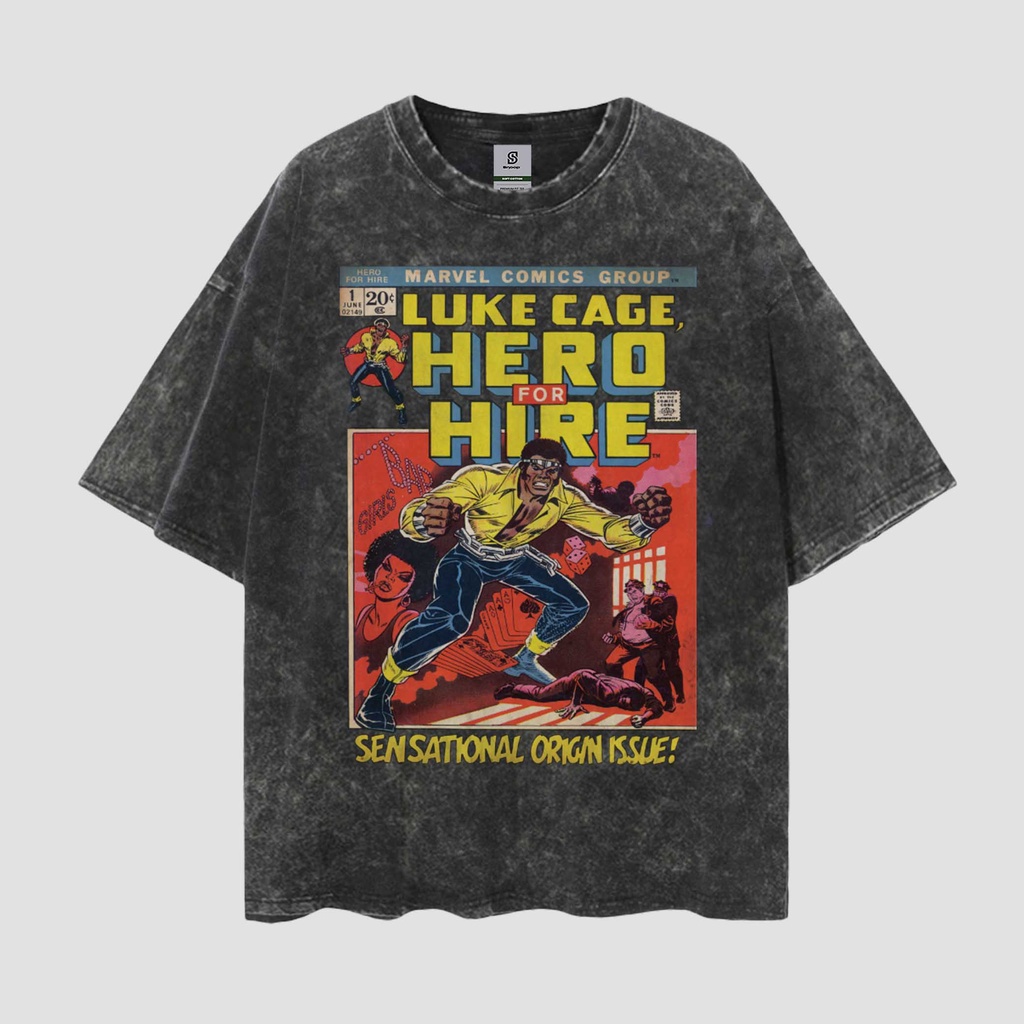 Luke Cage Hero For Heire สไตล์วินเทจ Oversize Washed Tee