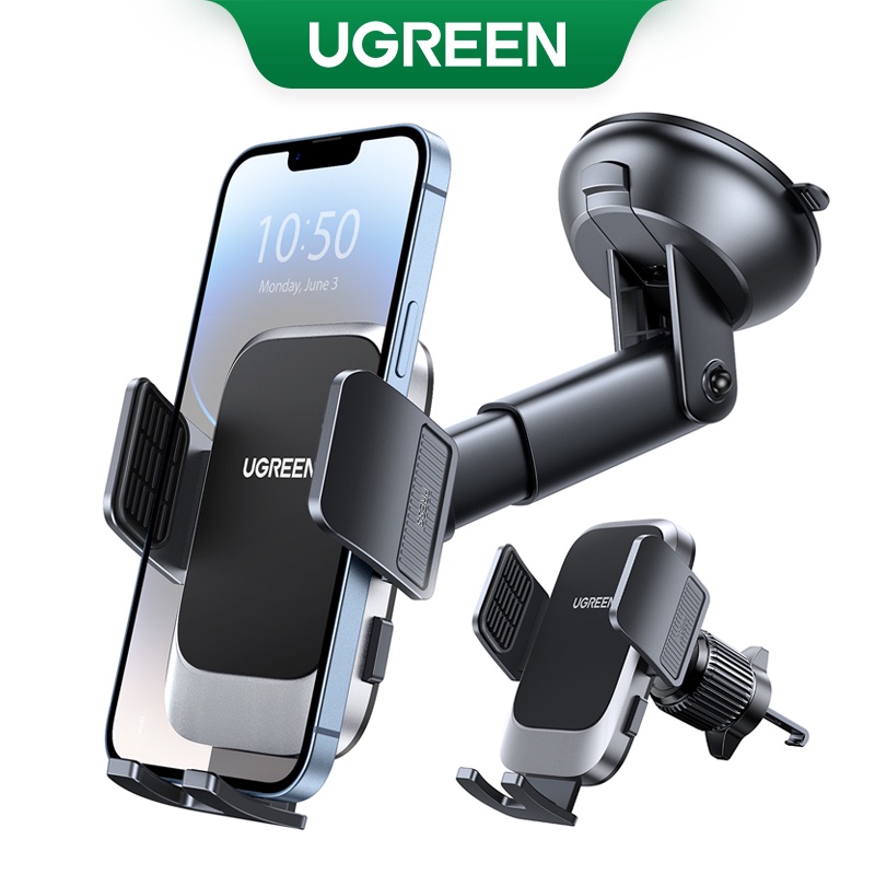 Ugreen 2 in 1 อุปกรณ์เมาท์ขาตั้งโทรศัพท์มือถือ ติดกระจกหน้ารถยนต์ แดชบอร์ด พร้อมจุกสุญญากาศ สําหรับ iPhone 14 Pro 14 Plus 13 12 11 Pro Max SE XR XS 8 7Plus Galaxy S22 S21
