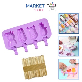 Market1688 Cetakan Ice Cream Silicon Cetakan Es Krim Karakter Lucu Popsicle Coklat Kue Cetakan Agar-agar Jelly Mold Silikon Bentuk Hewan