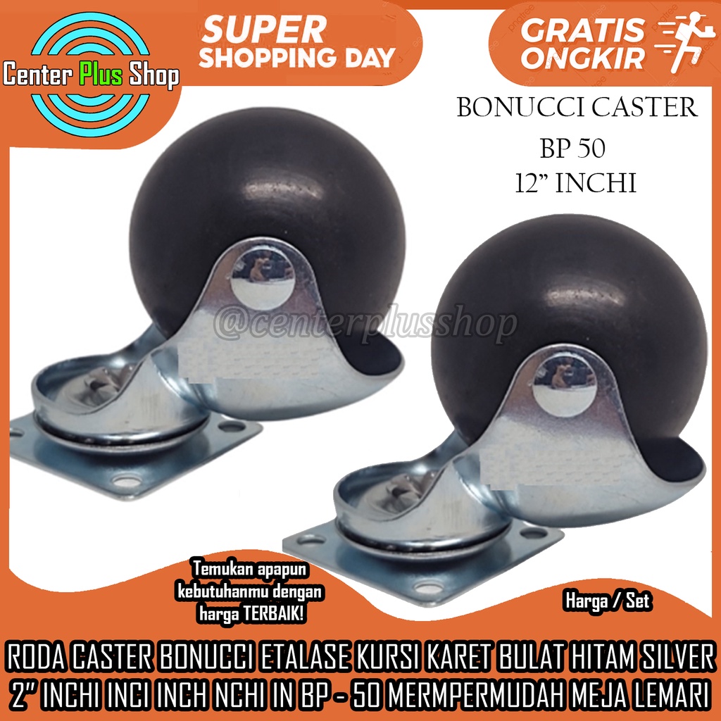 BONUCCI WHEELS DISPLAY PU - 50 SILVER MIX BLACK 2" IN NCHI INCH ROUND RUBBER โต๊ะเก้าอี้พลาสติก SPRI