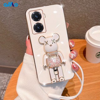 เคสโทรศัพท์มือถือ มีทรายไหล ลายหมีโหด พร้อมขาตั้ง สําหรับ Realme C55 C55 C30s C33 C30 C31 C35 C25s C11 2021