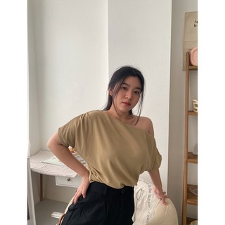 VANIA l Top Miring Wanita l Off Shoulder Perempuan l Kaos Rib Knit Wanita Kantoran