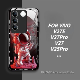 เคส VIVO V27E V27Pro โทรศัพท์มือถือแบบแก้ว กรอบโลหะ กันรอยกล้อง ลายนักบินอวกาศ สําหรับ V25Pro V23 5G V23E V20Pro