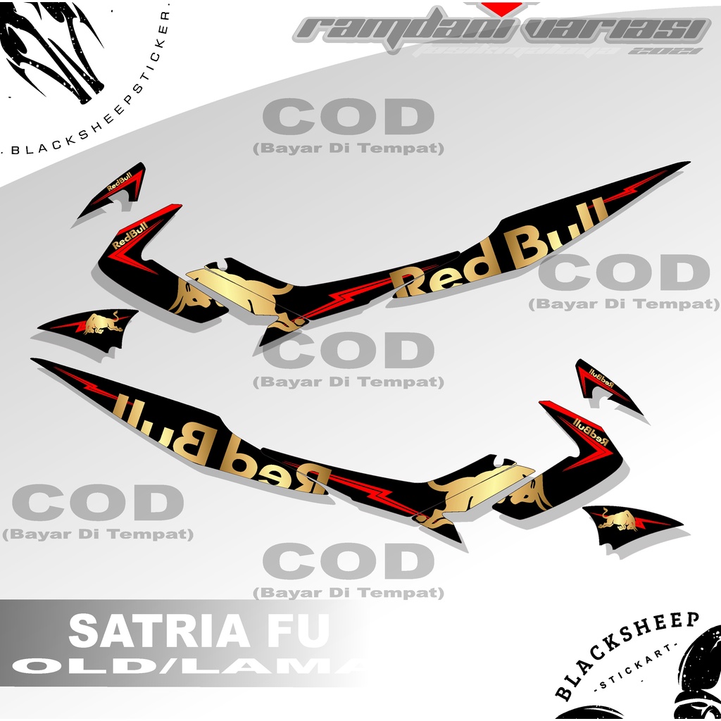 Striping sticker variation Suzuki Satria Fu Barong/Satria Fu old red bull gold ล่าสุด