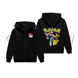 เสื้อแจ็กเก็ต มีฮู้ด ลายโปเกม่อน PIKACHU 3rd ZIPPER สําหรับเด็ก