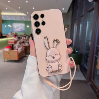 case For Samsung Galaxy note20 ultra/note10lite/note10+/note9/note8 electroplate Rabbit bracket Lanyard