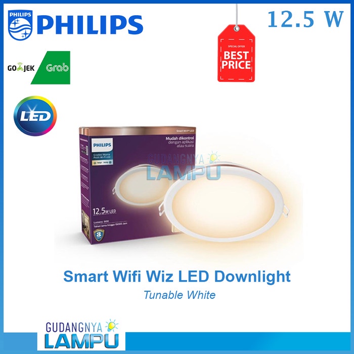 [สมาร ์ ท ] Philips Smart Wifi Wiz Led Downlight 12.5W 12.5Watt - ปรับแต ่ งได ้ สีขาว [Lamp ]