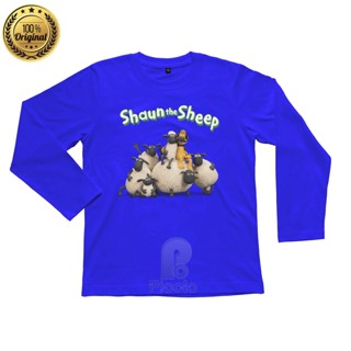 (ฟรีชื่อ) เสื้อยืดแขนยาว ลายการ์ตูน MOTIF SHAUN THE SHEEP UNISEX สําหรับเด็ก