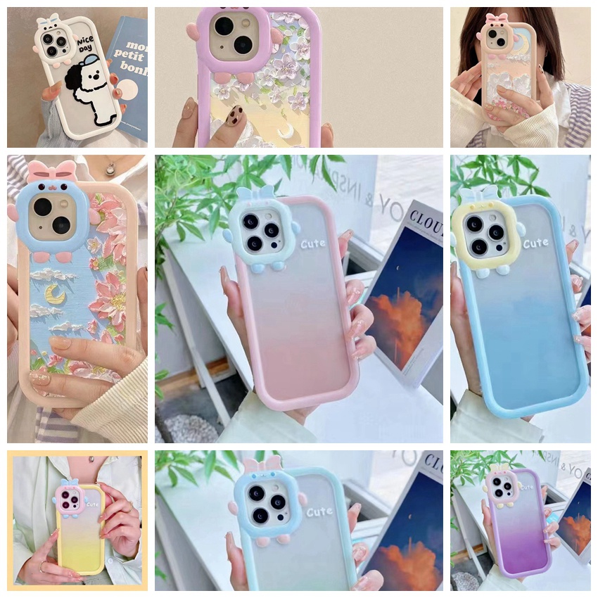 เคส Redmi 12C 11A A1 2022 4G 10 4G 10 5G A1+ 2022 4G เคสโทรศัพท์มือถือตัวการ์ตูนตัวเล็กตัวการ์ตูนเคสโทรศัพท์มือถือสีไล่ระดับสี