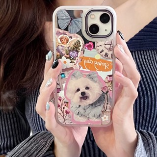 เคสโทรศัพท์มือถือนิ่ม ลายการ์ตูนสุนัข ประดับเพชร พร้อมกระจก สําหรับ iPhone 11 12 13 14 PRO MAX iPhone14 iPhone14Pro