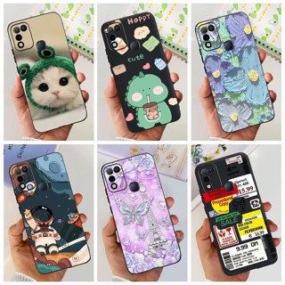 เคสโทรศัพท์มือถือ ซิลิโคนนุ่ม ลายไดโนเสาร์ แมวน่ารัก สีดํา สําหรับ Infinix Smart 5 X657C Smart 6 (3 64G) X657B Smart6 (2 32G) X6511B