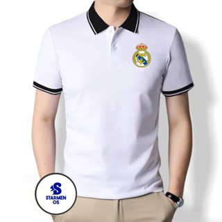 เสื้อยืดโปโล คอปก พิมพ์ลายโลโก้ MADRID ขนาดใหญ่ สําหรับผู้ชาย