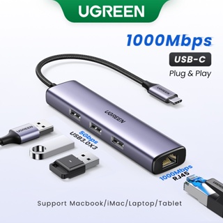 UGREEN อะแดปเตอร์ Type C อีเธอร์เน็ต 1000Mbps Usb3.0 Ethernet Hub สําหรับแล็ปท็อป Nintendo คอมพิวเตอร์อีเธอร์เน็ต