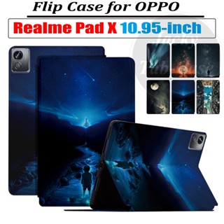 ใหม่ เคสแท็บเล็ตหนัง แบบฝาพับ พร้อมช่องใส่บัตร ตั้งได้ แฟชั่น สําหรับ Realme Pad X 10.95 นิ้ว RMP2107 RMP2108 OPPO Tablet vivo Pad 11.0 นิ้ว 2022 OPD2101 PA2170