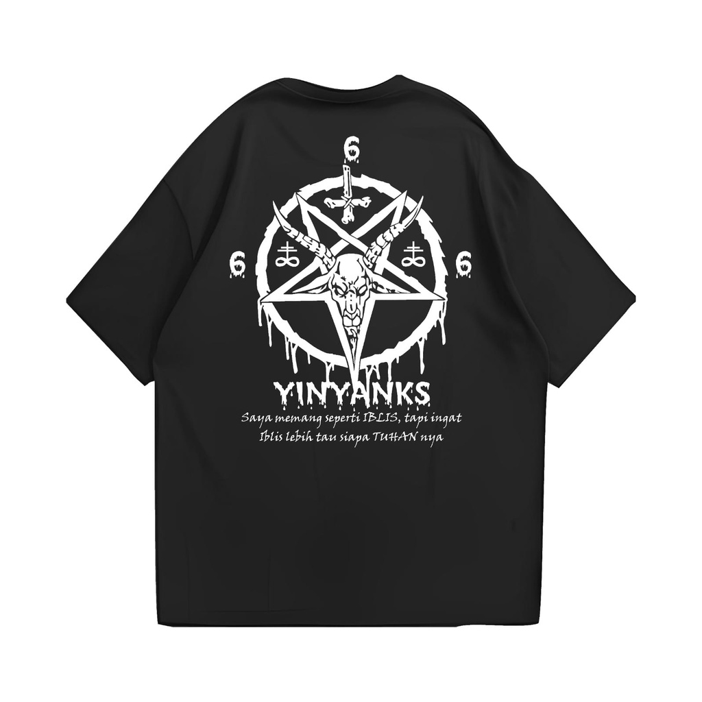 Yinyanks Apparel เสื้อยืดซาตาน 666 สีดํา