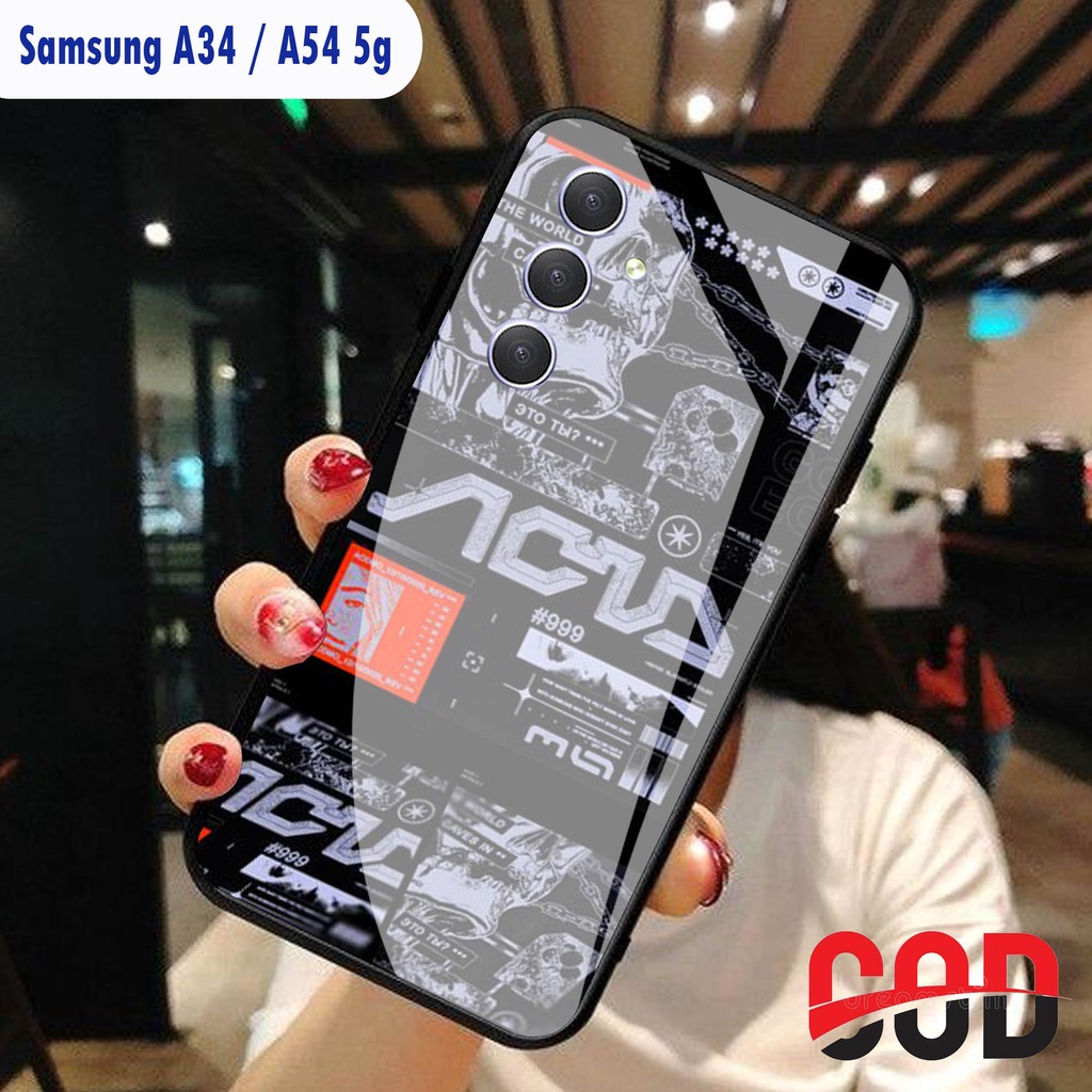 (S36) Case Glass SAMSUNG A34 A54 5G - เคสมือถือใหม่ล่าสุด - SAMSUNG A34 A54 5G - ฟิล์มกันรอยมือถือ -