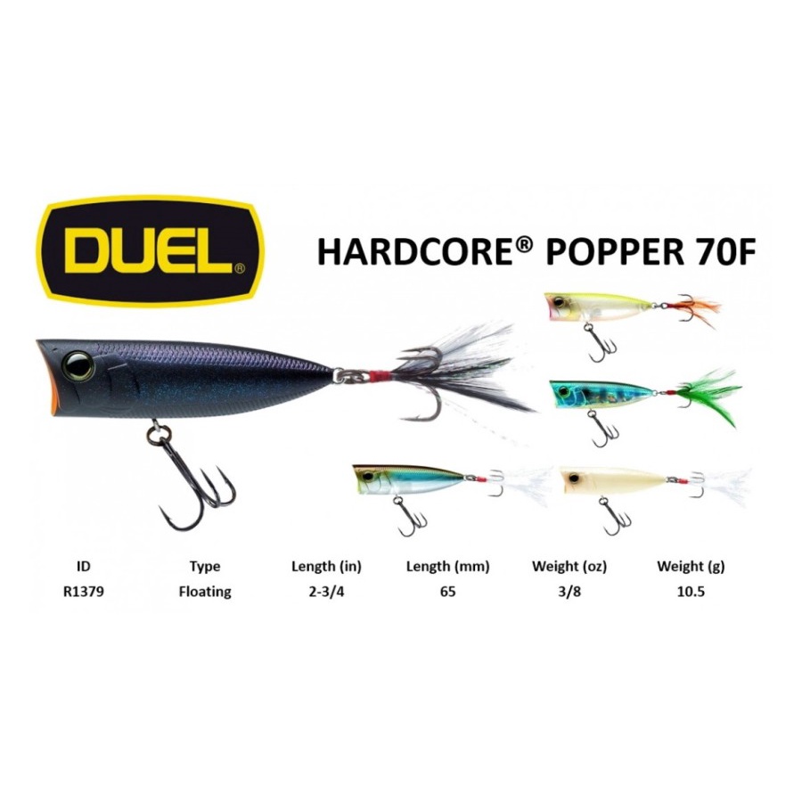 Yozuri Duel Hardcore Popper 70F 70mm 10.5gr เหยื่อตกปลาหล่อ