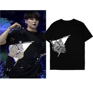 เสื้อยืดแขนสั้น พิมพ์ลายรูปปั้น Bangtan SG พร้อมรอยแตก