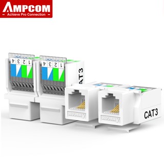 Ampcom โมดูลอะแดปเตอร์แจ็คคีย์สโตน ชุบทอง RJ11 CAT3 C26 5 10 แพ็ค