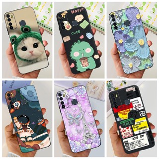 เคสโทรศัพท์มือถือ ซิลิโคนนุ่ม ลายไดโนเสาร์ แมวน่ารัก สีดํา สําหรับ Infinix Note 7 Lite X656 Note 7 X690B X690 Note7 7Lite