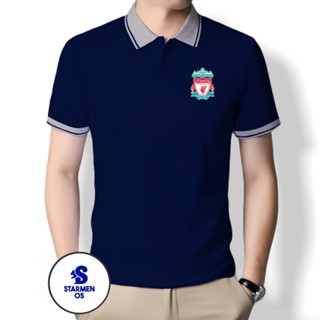  เสื้อยืดโปโล คอปก พิมพ์ลายโลโก้ LIVERPOOL สําหรับผู้ชาย