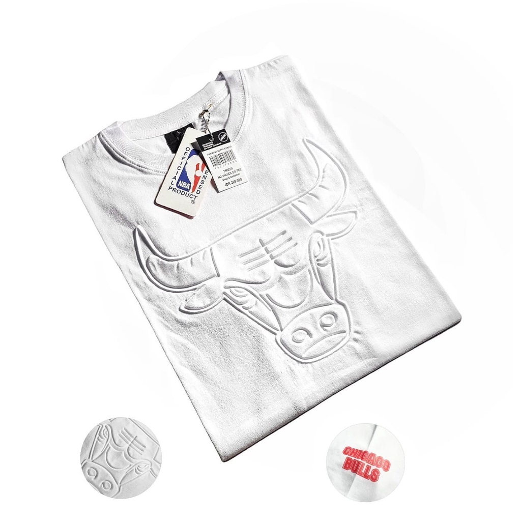 เสื้อยืดแขนสั้น พิมพ์ลาย Chicago BULL แบบนูน สําหรับผู้ชาย
