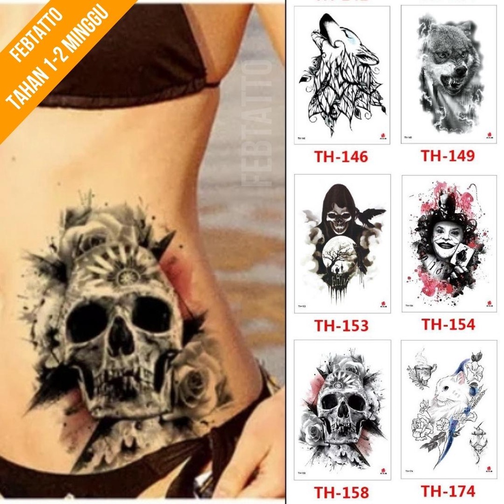 รอยสักชั่วคราวขนาด 21cmx15cm Aesthetic Tattoo Motif ชั่วคราว Tattoo สติกเกอร์ฮาลาลขายส่งน้ํา Tattoo 