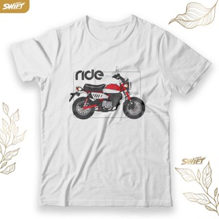 เสื้อยืดแขนสั้น พิมพ์ลายลิง สีแดง สําหรับขี่ฮอนด้า DISTRO