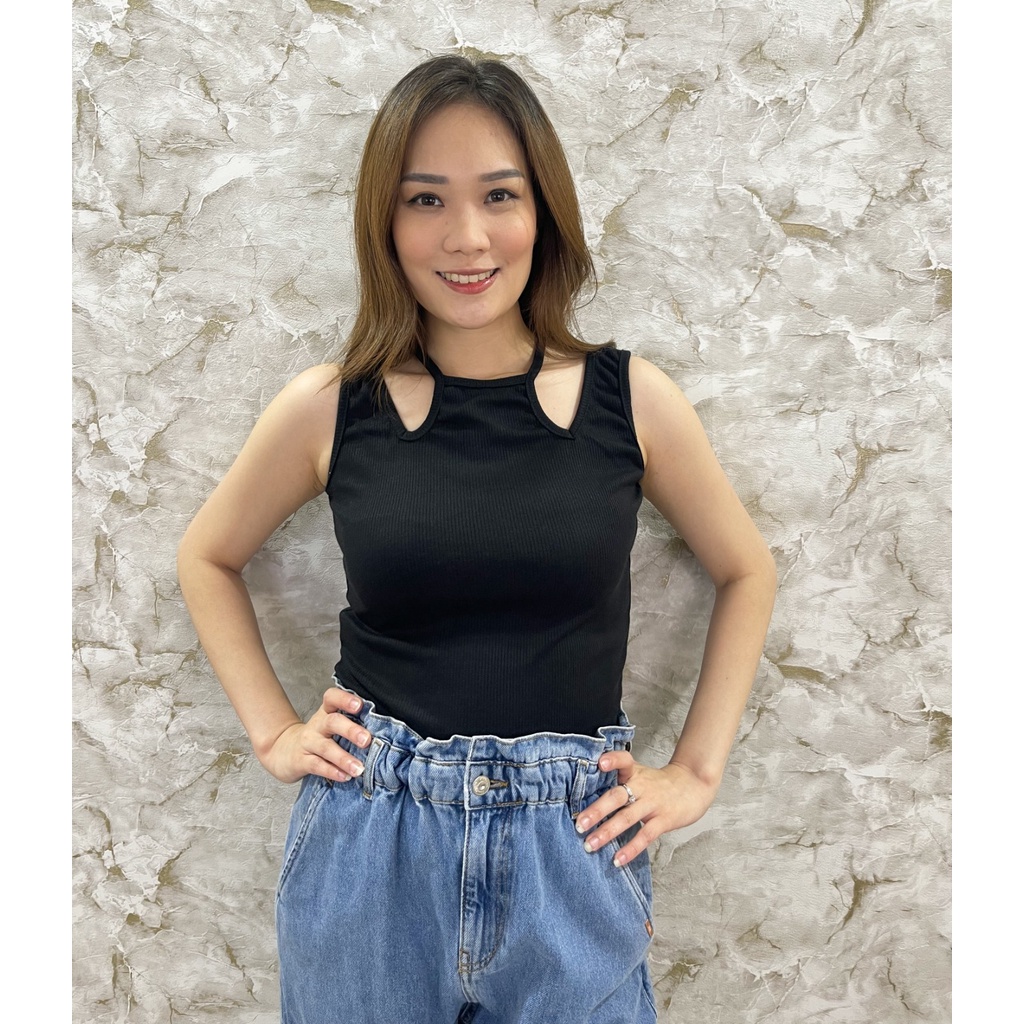 MO DAVIE - JANICE TANKTOP Korean Crop Tanktop V-Shoulder Women