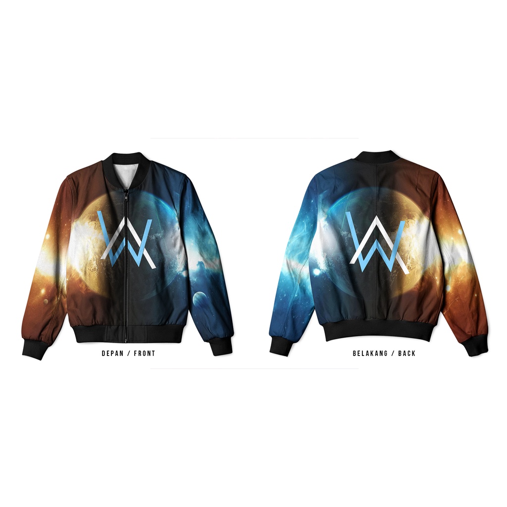 Fikastore - เสื้อแจ็คเก็ตบอมเบอร์สําหรับผู้ชายและผู้หญิงพร้อม ALAN WALKER Motif