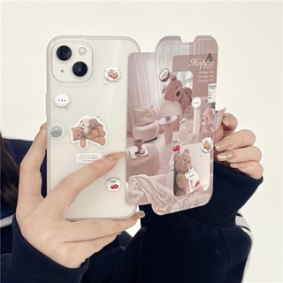 เคสโทรศัพท์มือถือนิ่ม แบบฝาพับ ลายการ์ตูนหมีเท็ดดี้ สําหรับ iPhone 11 12 13 14 PRO MAX iPhone14 iPhone14Pro