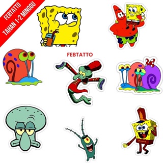 สติกเกอร์รอยสักชั่วคราว ลาย Spongebob SquarePants ขนาดเล็ก 1-8