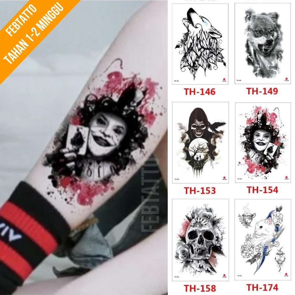 รอยสักชั่วคราวขนาด 21cmx15cm Aesthetic Tattoo Motif ชั่วคราว Tattoo สติกเกอร์ฮาลาลขายส่งน้ํา Tattoo 