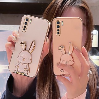 case For OPPO Reno4 Pro/Reno3/Reno2/Reno2F/Reno2Z/Reno 10X electroplate Rabbit bracket Lanyard