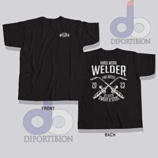 เสื้อยืดแขนสั้น พิมพ์ลาย WELDER KAOS DISTRO HARD WORK WELDER FIRE ARTIST สําหรับผู้ชาย